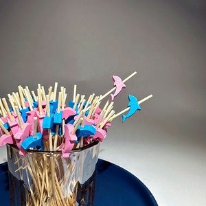 Brochetas de Bambú con Forma de Delfín en 2 Colores, Palitos de Fruta para Aperitivos, Cócteles, Sándwiches y Postres para Fiestas de Cumpleaños - Product Image 4