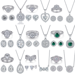 Роскошный свадебный комплект украшений из серебра 925 пробы с цирконами и родиевым покрытием: колье и серьги - Product Image 2