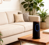 Enceinte HN-L1005 ronde bleue RGB avec anneau lumineux d'ambiance