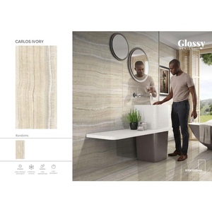 Azulejos de Porcelana con Aspecto de Mármol Crema Marfil, 600x1200mm, Pulidos y Esmaltados, Colección para Pisos y Paredes - Product Image 6