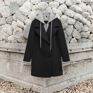 Manteau long décontracté pour femme <span class=keywords><strong>MYST</strong></span>&ZA, automne, écologique, anti-froissement, à capuche amovible, style européen et américain, nouveauté 2025 - Product Image 3