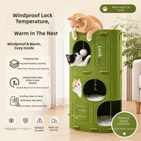 Neues dickes, mehrlagiges Filz-Katzenbett, ganzjährig nutzbares, isoliertes Katzenhaus aus Filz mit Kletterbrett