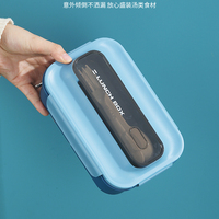 Schulkindernahrungsmittelbehälter aus Edelstahl, Kinder-Bento-Metall-Lunchbox mit Besteck, auslaufsicher, 800 ml
