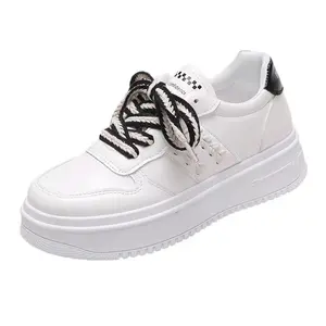 Fashion Shoes Flat Sports Sneakers Women Casual Wheat Theme Woven Shoelace White Black Color Skateboarding Shoes