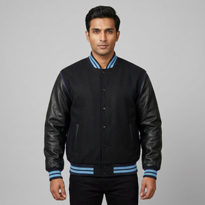 Oem Manufacturer High Quality <b>Men</b> Chenille Embroidery <b>Leather</b> Sleeves Custom Baseball Bomber Letterman Varsity <b>Jacket</b> - Product Image 1