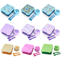 Boîte à repas scolaire classique en PP avec bol, cuillère et fourchette, sans BPA, motif dessin animé, Lonchera De Comer