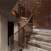 Escalier moderne aux normes australiennes, escalier intérieur avec marches en marbre et éclairage LED, escalier de luxe intérieur
