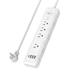 US Way Outlet Power Strip Extension Cord 4 Outlets Strip Power USB C Charging Ports