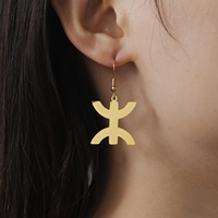 Boucles d'oreilles pendantes berbères africaines pour femmes et filles en acier inoxydable plaqué or 18 carats Bijoux ethniques caractéristiques de la mode Cadeaux