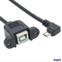 Câble d'imprimante USB 2.0 B femelle vers Micro USB 5 broches de 50 cm avec conducteur en cuivre pur, gaine en PVC, blindage en feuille et fixation par vis sur panneau