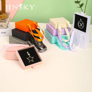 Custom Logo Luxury Jewelry <b>Storage</b> Paper <b>Drawer</b> Portable Rectangle Handbag Pouch Square Pattern Fashionable Luxury Jewelry <b>Boxes</b> - Product Image 1