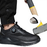Calzado de seguridad con puntera de acero, antipinchazos, antidesgarros y resistente al desgaste, con parte superior de malla baja, para hombre, de la marca Border Labor Protection.