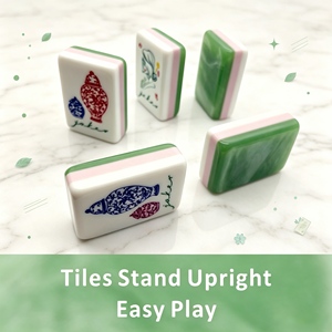 Classic <b>Mahjong</b> Tile <b>Set</b> With Colorful Chinese Patterns Portable Game For 4 Players - Product Image 2