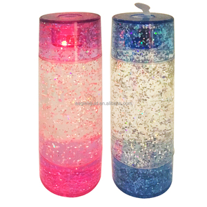 Mainan autisme sensorik tabung Glitter perak dengan hadiah Dekorasi Desktop baru lampu LED - Product Image 1