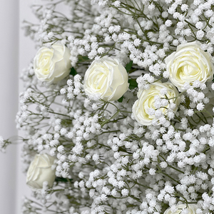 Artificial Realistic White Baby's Breath and Rose <b>Silk</b> Modern Square <b>Flower</b> Arch Set for Wedding Backdrop Decoration - Product Image 4