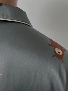 Ensembles de Pyjamas en Soie 100% Biologique de Luxe pour Hommes, Taille Personnalisée, Deux Pièces, Imprimé, Vêtements de Nuit en Soie de Luxe pour Hommes Animaux - Product Image 6