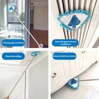 Serpillère triangulaire rotative à 360° en microfibre écologique haute capacité avec manche télescopique en acier pour sols en bois, carrelage et marbre