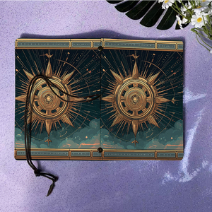 Cahier A6 fait à la main Design vintage fermeture à cravate 160 pages cadeau doux pour les photographes avec boussole de style Steampunk avec - Product Image 6