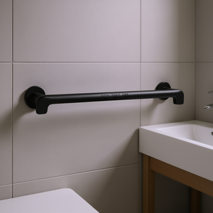 Porte-serviettes mural en acier inoxydable noir mat de 24 pouces, accessoire de salle de bain au design moderne, résistant à la rouille - Product Image 2