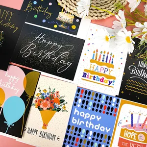 Impresión de carteles a granel baratos hermosa tarjeta de felicitación de Navidad de feliz cumpleaños personalizada con sobres