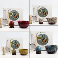 Astief Ensemble de Matcha Japonais Bio avec Fouet en Bambou et Bol à Bec en Céramique Glacée, Coffret Cadeau