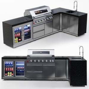 ตู้ครัวสแตนเลสสำหรับทำอาหารกลางแจ้งในสวนและเตาบาร์บีคิว ดีไซน์ครัวแบบโมดูลาร์พร้อมตู้เย็นและอ่างล้างจาน - Product Image 2