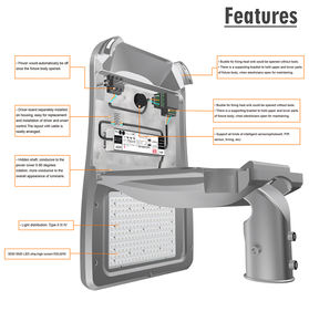 ไฟถนน LED สำหรับภายนอกอาคาร ยี่ห้อ Hishine ใช้ในสวน กันน้ำ พร้อมเซ็นเซอร์ตรวจจับความเคลื่อนไหว ตัวเรือนอลูมิเนียมอัลลอยด์ มาตรฐาน IP67 ได้รับการรับรอง RoHS - Product Image 6