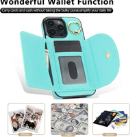 Étui de téléphone portable en cuir PU antichoc pour iPhone 14 Pro Max/14 Pro/14 Plus/14/15, 360 °   Support pour téléphone, 3 emplacements pour cartes et poche pour billets