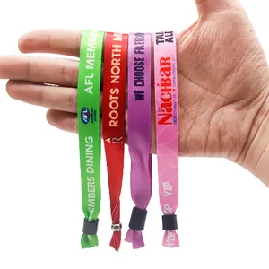 Bestselling Custom Logo Polyester Promotional Fabric Elastic Wristbands Festival Woven Wristbands Events