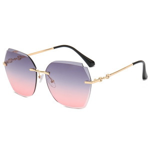 Sunglasses <b>Frameless</b> PC Lens Gold <b>Frame</b> UV400 Women Fashion Sun Protection Travel Driving - Product Image 5