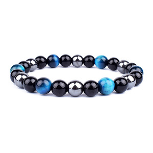 Vente en gros pas cher <span class=keywords><strong>prix</strong></span> hématite bleu rose rouge brun yeux de tigre pierre perlée énergie bracelet pour hommes et femmes bijoux - Product Image 1