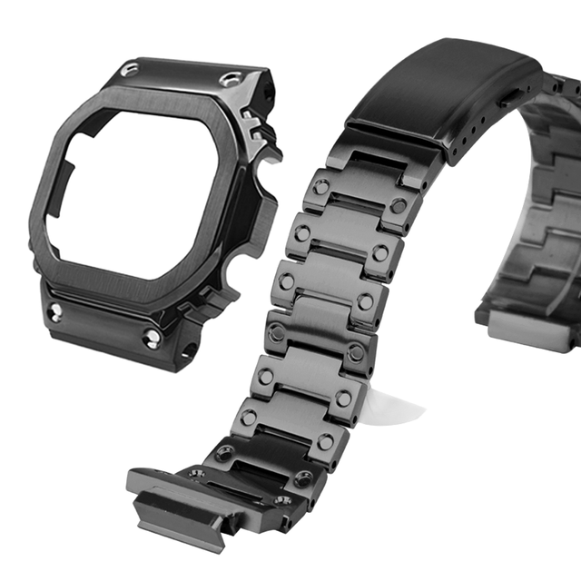 DW5600 Luxury Metal Watch Strap 22mm Stainless Steel Bezel Case for GW-M5610 DW-5600 Watches Breathable Replacement Parts