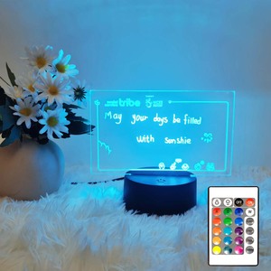 16 Color LED Transparent Acrylic Table Lamp Touch Control 3D Night <b>Light</b> USB <b>for</b> Bedroom Christmas Holiday Smart Home Message - Product Image 1