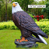 Escultura Realista de Águila Calva en Fibra de Vidrio, Estatua de Águila en Roca de Tamaño Real en Resina, Adorno para Jardín, Parque o Villa