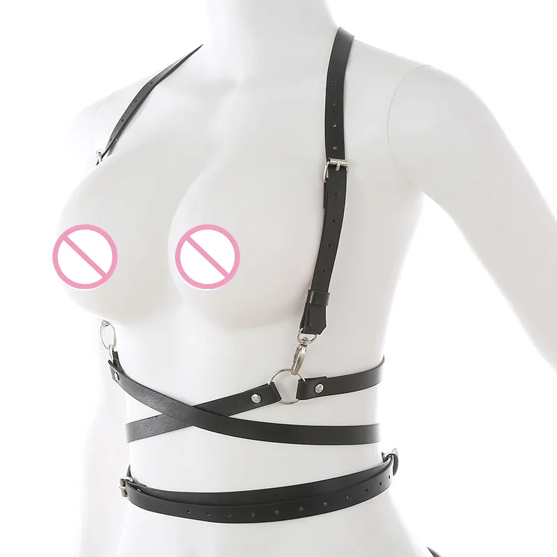 Frauen Sexy Body Harness Käfig BH Riemchen Strümpfe Tops Elastic Adjuster Aushöhlen Dessous Punk Sexy Party Club Wear Schwarz