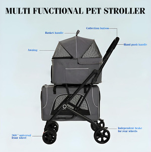<span class=keywords><strong>Poussette</strong></span> pour animaux de compagnie JXB New Innovation multifonctionnelle portable 3-en-1 avec panier amovible approuvé par les compagnies aériennes - Product Image 4