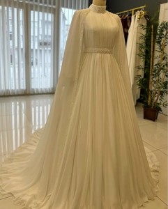 Vestido <span class=keywords><strong>de</strong></span> <span class=keywords><strong>Novia</strong></span> <span class=keywords><strong>de</strong></span> Lujo Estilo <span class=keywords><strong>Princesa</strong></span> Moderno, Diseño Elegante en Chifón, Línea Recta con Cola <span class=keywords><strong>de</strong></span> Capilla, para Primavera y Verano - Product Image 3