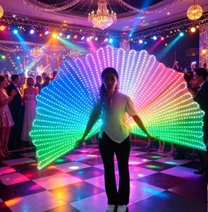 ชุดการแสดงแฟชั่นสีสันสดใสพร้อมไฟ LED รูปนกยูง - Product Image 4