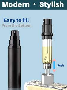 Mini Botella de Perfume Recargable de Vidrio Negro de 20 ml con Pulverizador Continuo y Decoración de Lujo - Product Image 2