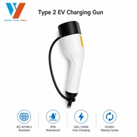 Câble de recharge pour véhicule électrique durable 22 kW 32 A Type 2, triphasé 400 V, haute performance, cordon flexible noir en TPU pour borne de recharge murale