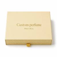 Boîtes rigides recyclables personnalisées en blanc crème pour cosmétiques et parfums, avec estampage à chaud doré, impression quadricolore et motif clé grecque