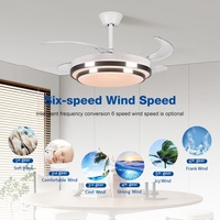 Ventilateur de plafond invisible à 3 températures de couleur, design muet, moderne et rétractable de 42 pouces, pour chambre à coucher intérieure