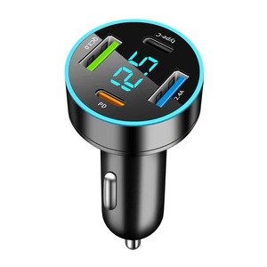 66W Fast Charging PD Mobile <strong>Phone</strong> Head New Digital Display 4USB Car Charger <strong>Input</strong> <strong>USB</strong> Interface One Two Four Halos Car Charger - Product Image 4