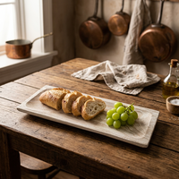 Plateau rectangulaire en bois de paulownia fait main, blanchi, rustique, pour servir, décoration minimaliste de cuisine, bol à fruits pour table basse