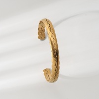Bracelet manchette ouverte en or 18 carats, texture serpent, empilable, minimaliste, en métal texturé pour femme, bijou quotidien