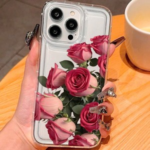 Nuova Custodia di Lusso 2025 con Rose Rosse Multiple per <span class=keywords><strong>iPhone</strong></span> 17 16 15 <span class=keywords><strong>Pro</strong></span> Max, <span class=keywords><strong>Cover</strong></span> Trasparente in TPU, Vendita all'Ingrosso - Product Image 2