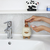 Distributeur de savon en céramique en forme de chèvre avec pompe, flacon de lotion mignon en forme d'animal de dessin animé, idéal pour la salle de bain