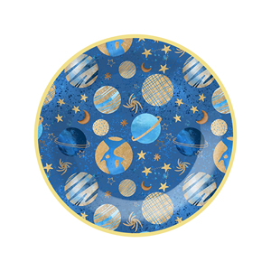 DAMAI - Vajilla Personalizada con Temática Espacial Azul Oscuro, Platos de Papel Desechables para Fiestas con Juego de Vajilla con Plantas - Product Image 4
