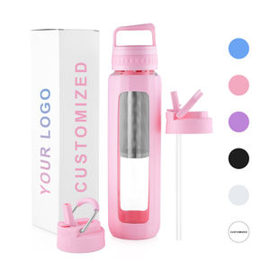 Bouteilles d'eau en <span class=keywords><strong>verre</strong></span> 32 oz-<span class=keywords><strong>Bouteille</strong></span> d'eau en <span class=keywords><strong>verre</strong></span> de <span class=keywords><strong>1</strong></span> <span class=keywords><strong>litre</strong></span> facile à transporter avec manchon en silicone, paille et <span class=keywords><strong>1</strong></span> couvercle sans BPA - Product Image 1