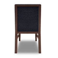 Chaise de salle à manger de luxe en tissu bleu, structure en bois massif, pieds sabre, pour restaurant, hôtel, mobilier commercial en gros